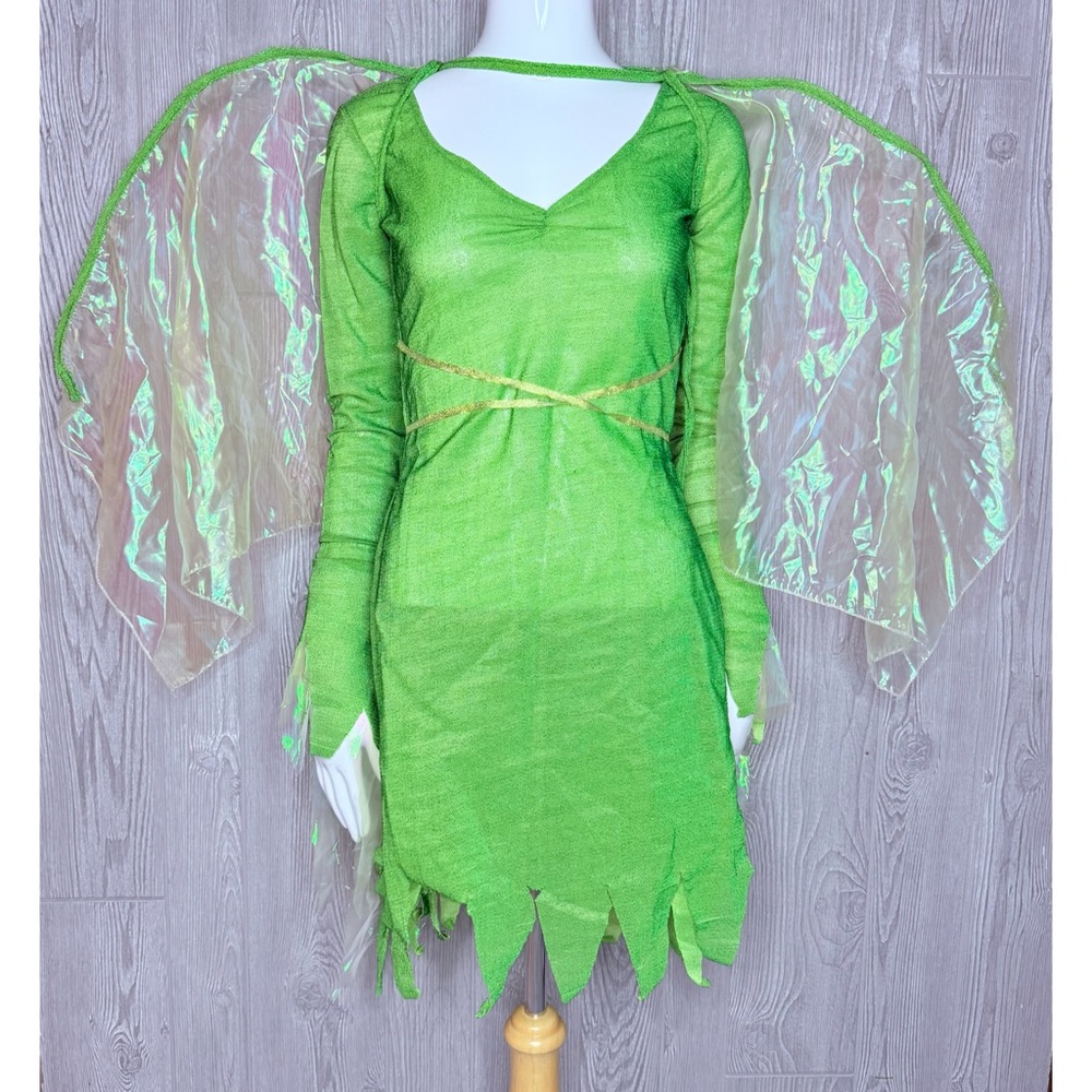 Cinema secrets green fairy tinker Belle style costume cosplay with wings sz sm